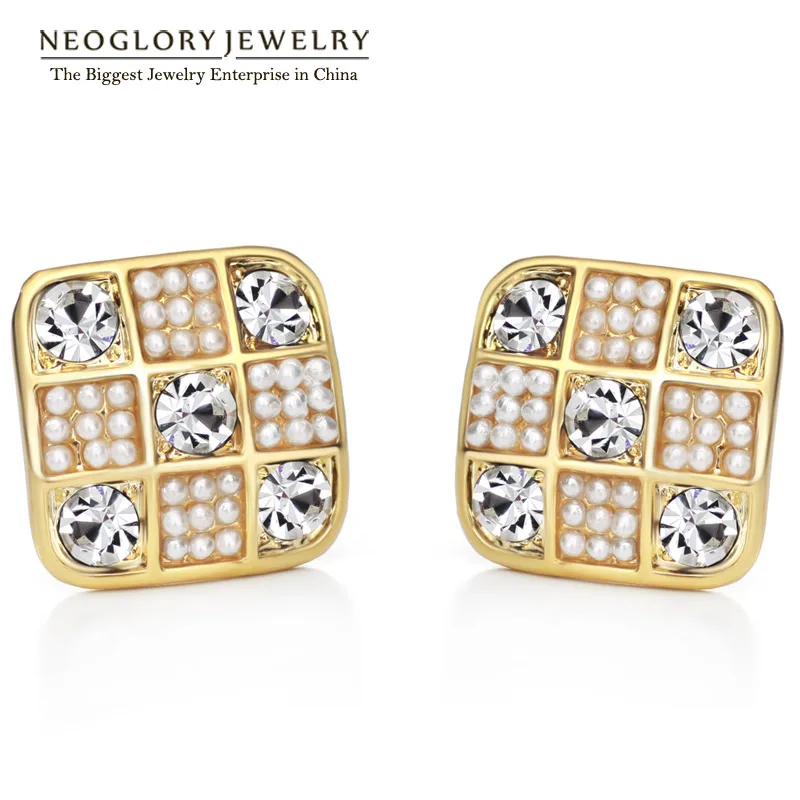 Neoglory светильник желтое золото цветные серьги-гвоздики для женщин австрийские