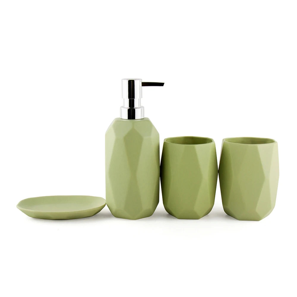 

DecoTalk Ceramic Bathroom Set 4-piece Set Diamond Shape Matt Finishing wedding Decoration Sets Bath Supplies Kits Solid Colors