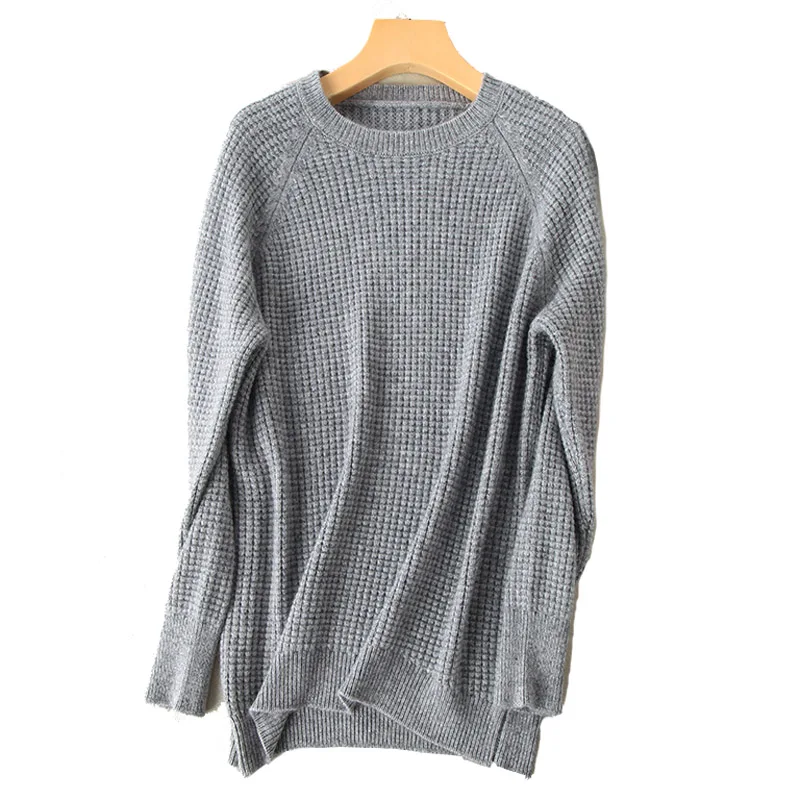 Pure Cashmere Sweater Women Autumn Winter High Quality O-Neck Moss Stitch Soft Skin Friendly Casual Loose Sweaters Pullover | Женская