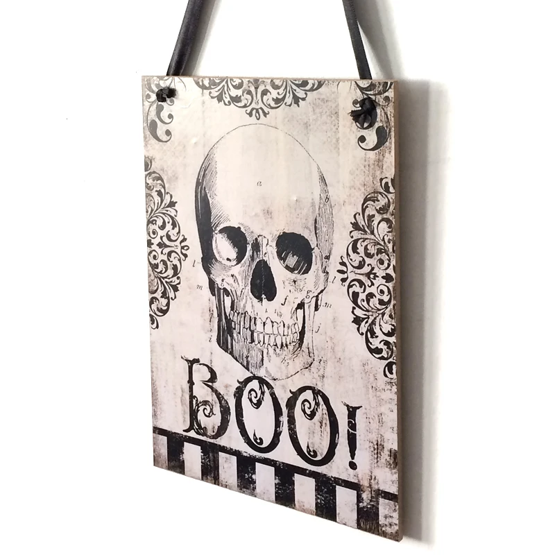 Скелет ужасов деревянный знак Хэллоуин вечерние настенные подвесные украшения