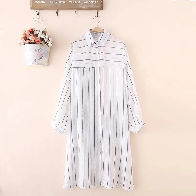 DOSOMA 4XL рубашка в полоску Для женщин на шнуровке повязку плюс Размеры повседневная