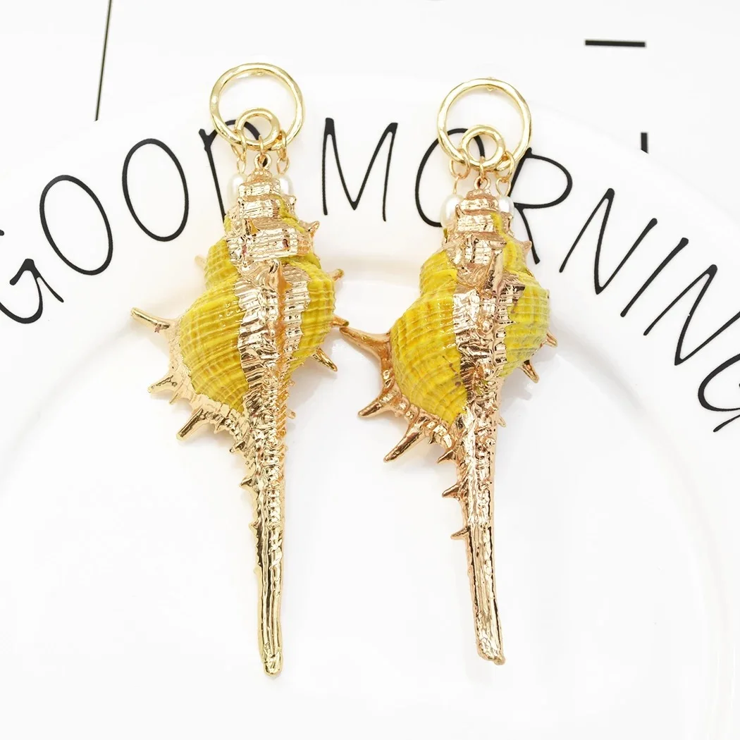 Модные новые серьги в форме ракушек из Европы и США для летнего пляжа отдыха