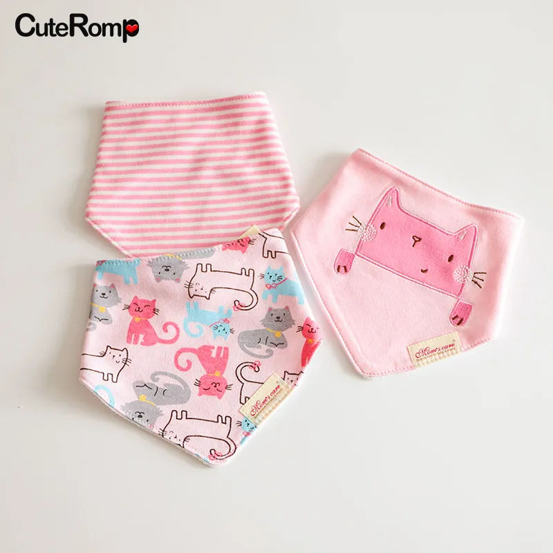 pink cat bibs Слюнявчики для новорожденных девочек; детская Пасхальная Бандана с кроликом; Детский шарф для мальчиков; детские слюнявчики; одежда для кормления - Цвет: pink cat bibs