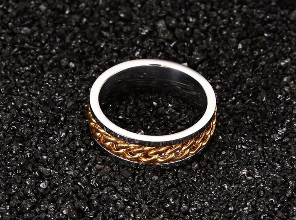 Мода блесна золотая цепочка кольцо для мужчин в стиле панк или титановой стали
