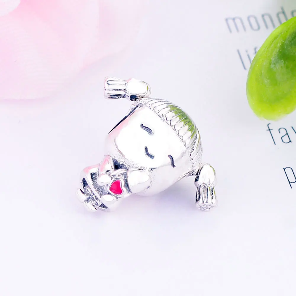 Стерлингового серебра 925 пробы девушка с косичками Шарм Fit Pandora браслет пропеллер шляпа мальчик пожилых людей DIY ювелирные изделия