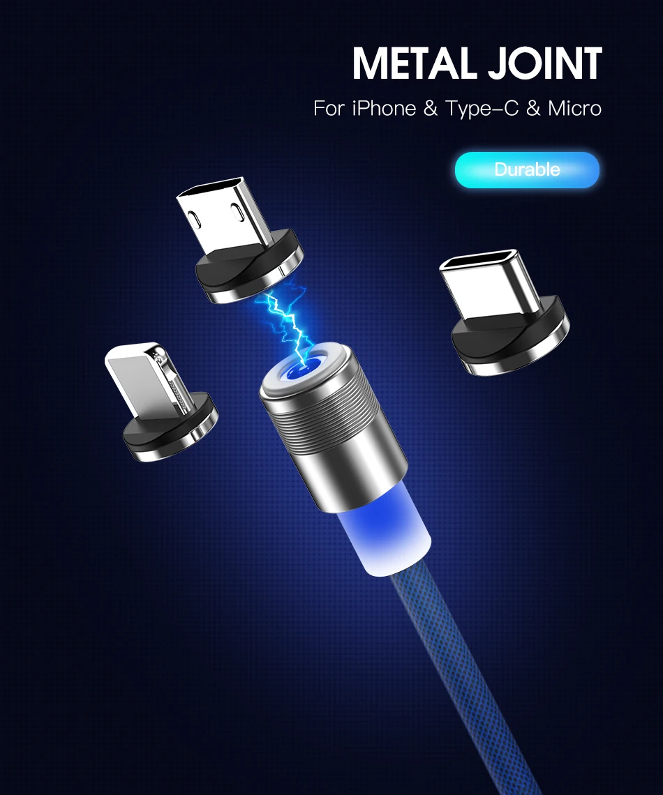 Магнитный кабель ACCEZZ для Apple iPhone X XS MAX XR Micro usb type C для samsung S10 S9, быстрая зарядка, магнитное зарядное устройство для сотового телефона