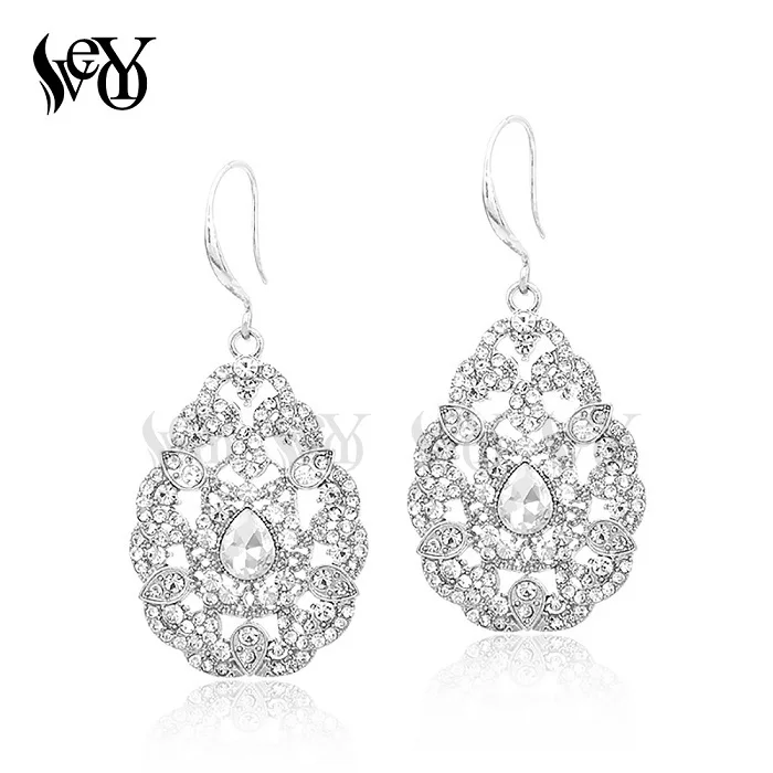 white Кристалл veyo серьги-Крючки для ушей стразы серьги для женщин классический Лидер продаж высокое качество Brincos Pendientes - Окраска металла: white