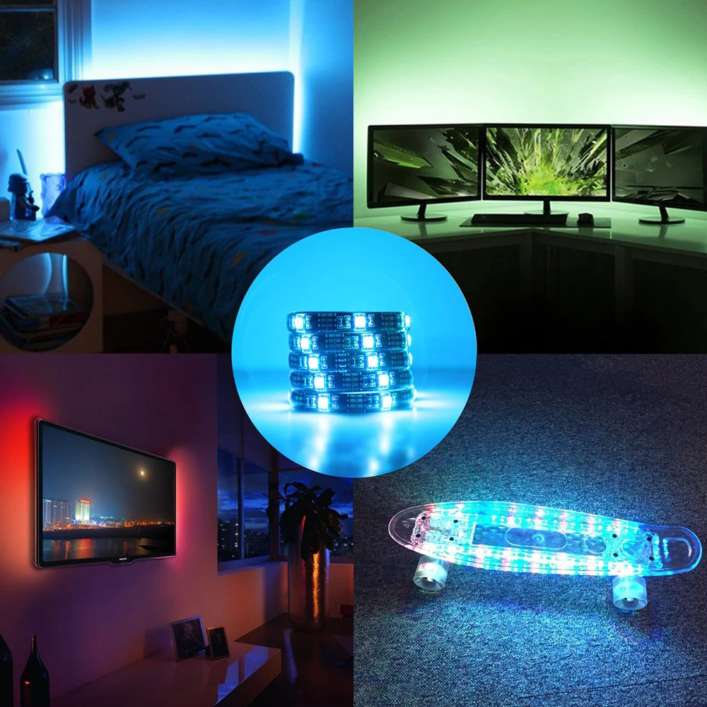 USB 5 в ТВ ПОДСВЕТКА полоса BSOD светодиодная линия DIY 5050 SMD RGB черная печатная плата Лента Клейкая Лента USB ИК контроллер Нет Водонепроницаемый 0,5 м/1 м