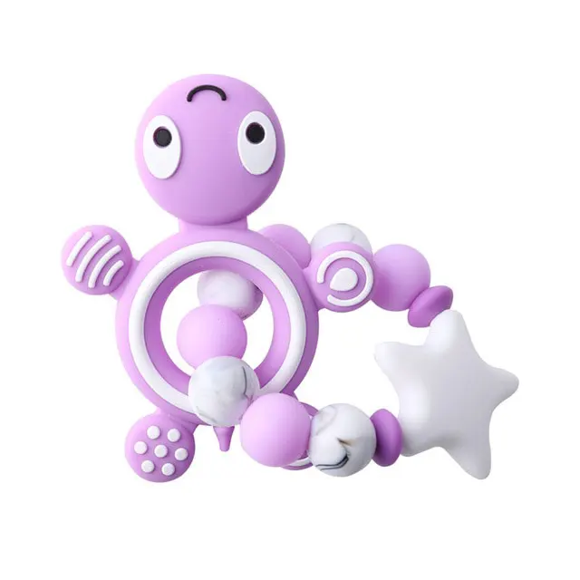 purple turcle 1 шт. детский Силиконовый грызунок браслет с черепахами пищевая Черепаха силиконовый уход детские товары Сделай Сам детский Прорезыватель для зубов - Цвет: purple turcle