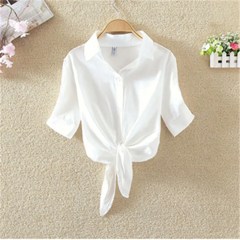 

Casual Tops Short Sleeve Solid Top Blouses Shirts 2018 Top Summer Women Sexy Loose Beach Shirt Blusas Feminin