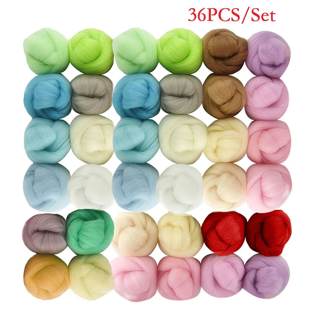 36 различных цветов шерстяная пряжа ровное валяние базовый набор инструментов