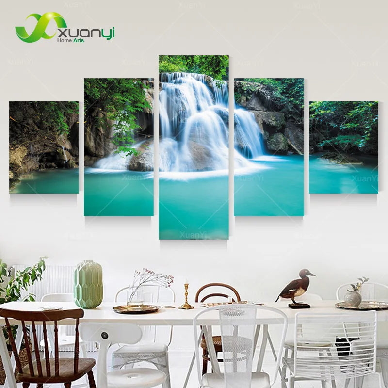 5 панельных настенных картин на холсте Водопад Современный домашний декор