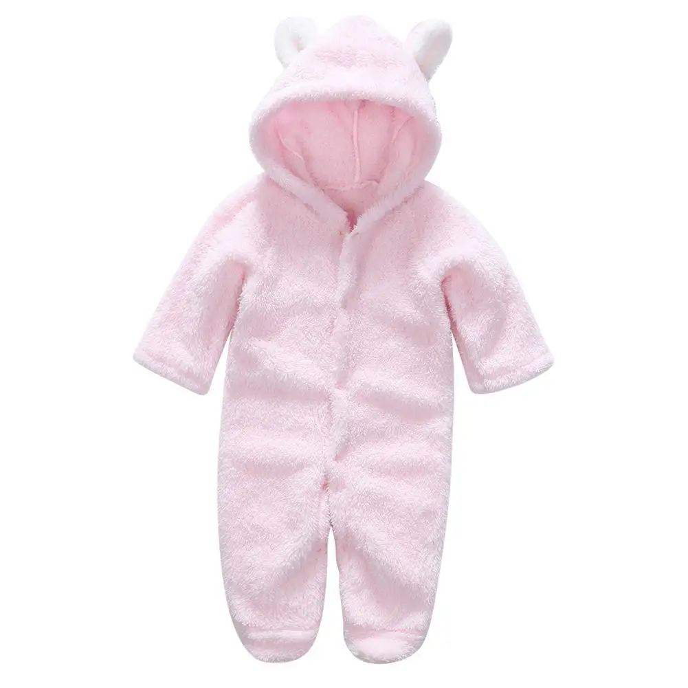 Pink Kidlove/Забавный комбинезон унисекс с длинными рукавами для малышей; милый дизайн с животными; мягкие теплые бархатные комбинезоны - Цвет: Pink