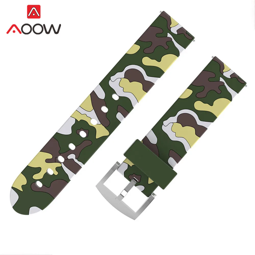 Colorful 3 20mm 22mm High Quality Silicone Watchband for Samsung Galaxy Active 42mm 46mm Soft Camouflage Strap Bracelet Band for Gear S2 S3 - Цвет ремешка: Colorful 3