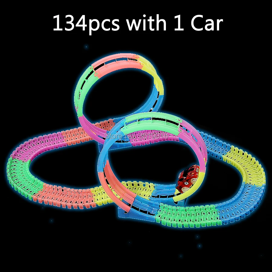 Светится в темноте DIY Rail Magical Tracks 360 stunt Loop Гибкая сборка светящаяся дорожка Гоночная машина с светодиодный светильник
