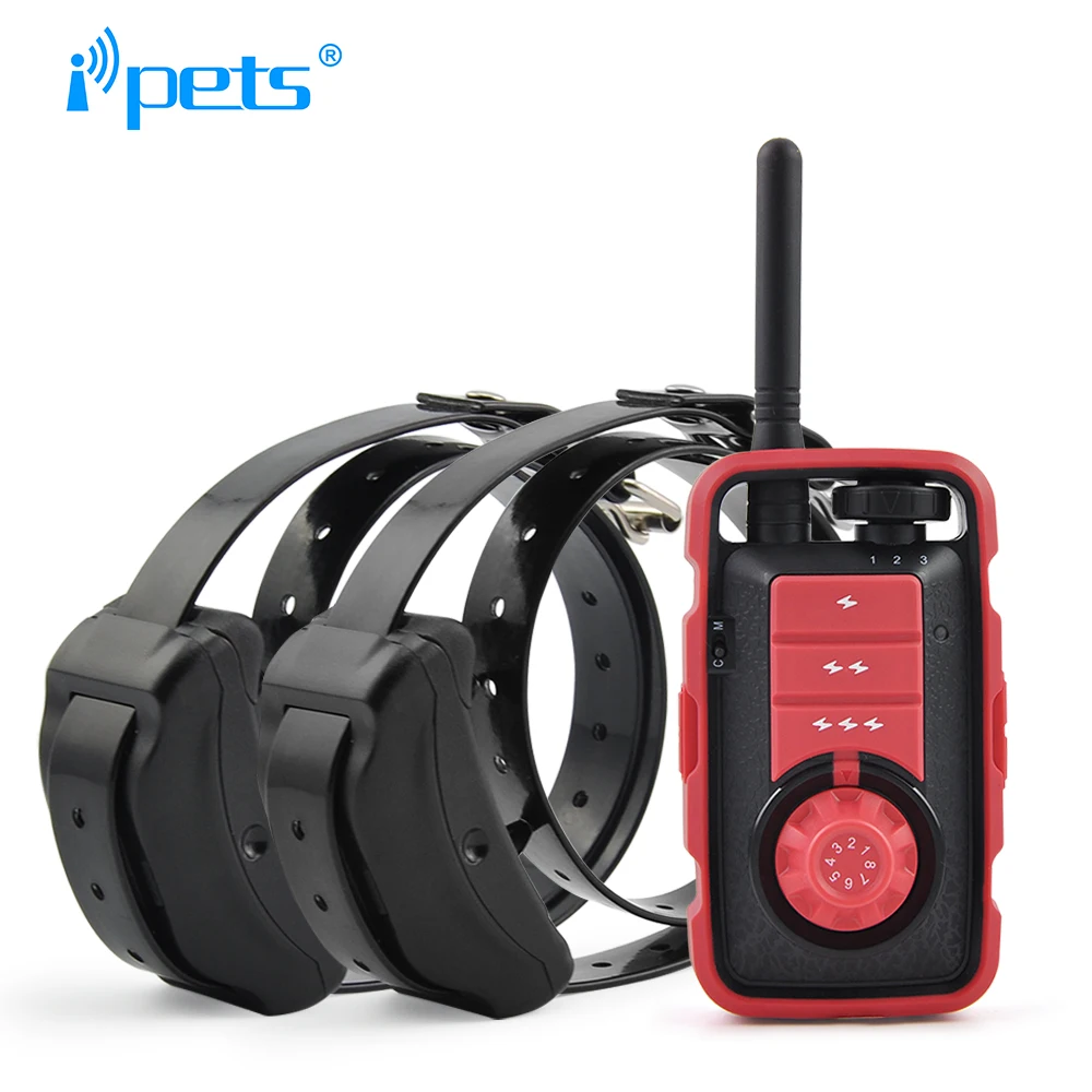 Ipets PET610 Новое поступление 800 м Пульт дистанционного управления Водонепроницаемый и перезаряжаемый вибрационный Электрический шок тренировочный ошейник для больших 3 собак