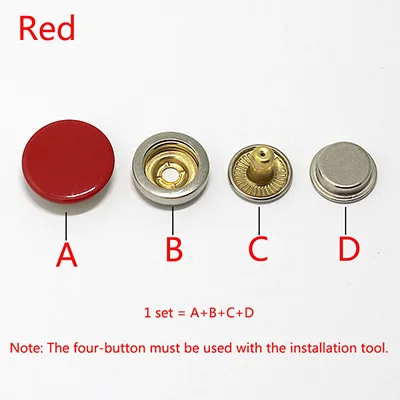 Red Meetee 30sets 12/15/17/20mm Pure Copper Sanp Button Down Jacket Invisible Button DIY Clothing Sewing Scrapbooking Accessories - Цвет: Red