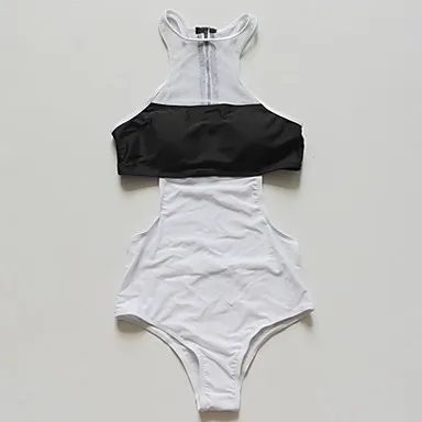 

Women's Halter One-pieces , Sport / Mesh Wireless Polyester White
