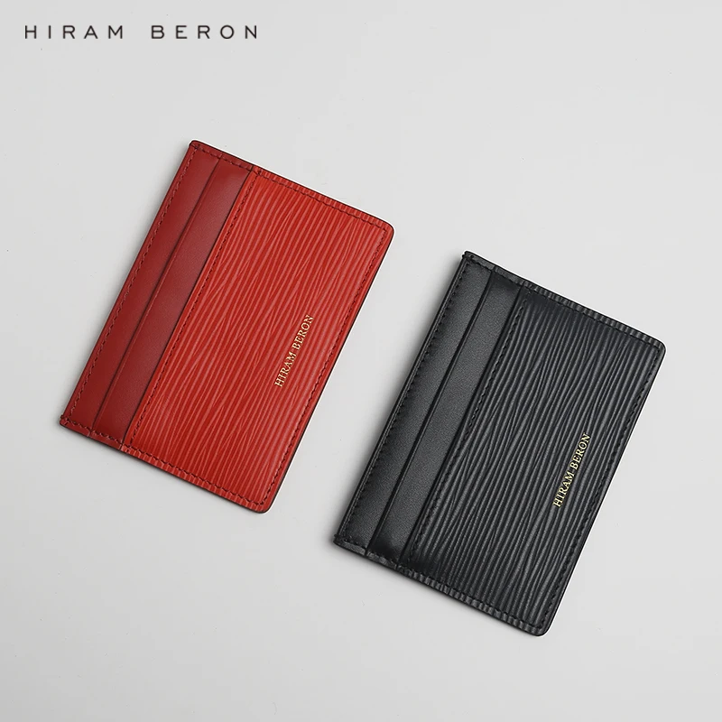 Кожаный тонкий чехол Hiram Beron с монограммой для карт из натуральной кожи