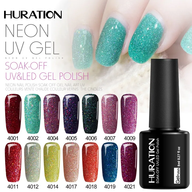 Huration неоновый УФ Гель лак Гибридный Блестящий цветной для ногтей Лаки Глазурь