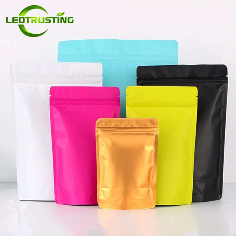 Фото Leotrusting 50 шт. стоячий матовый цвет алюминиевая фольга Zip Lock Resealable теплоизоляция