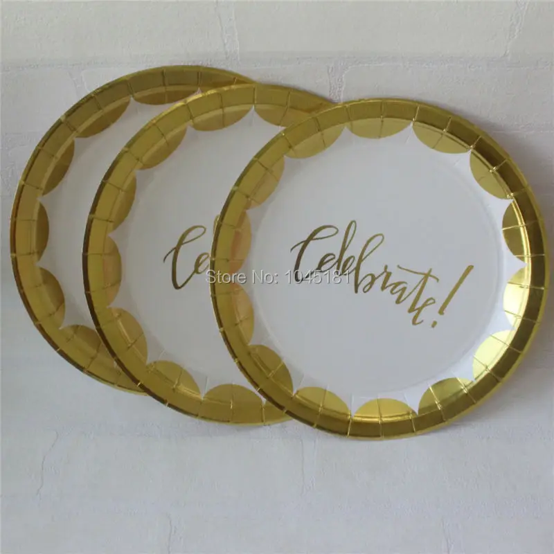 Золотые и белые вечерние украшения десертный стол торт листовая бумага чашки