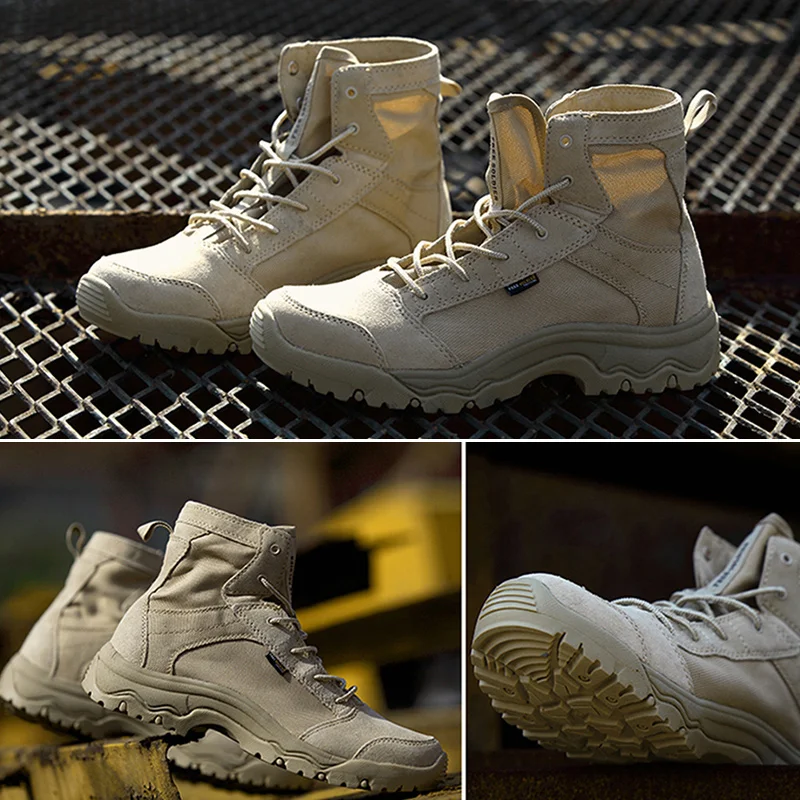 FREE SOLDIER outdoor tactical boots hiking climbing shoes men shoes breathable lightweight mountain boots hiking shoes