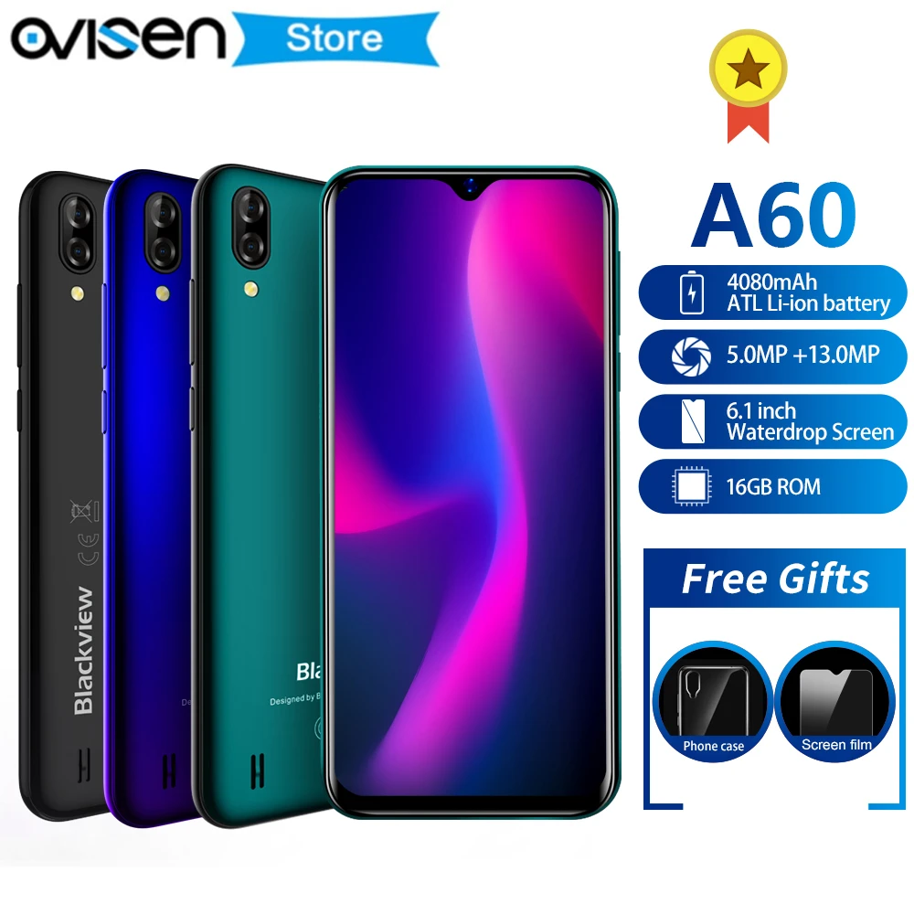 Blackview A60 6 1 дюймов в виде капли воды Экран мобильный телефон Android 8 13MP 16 GB сотовые