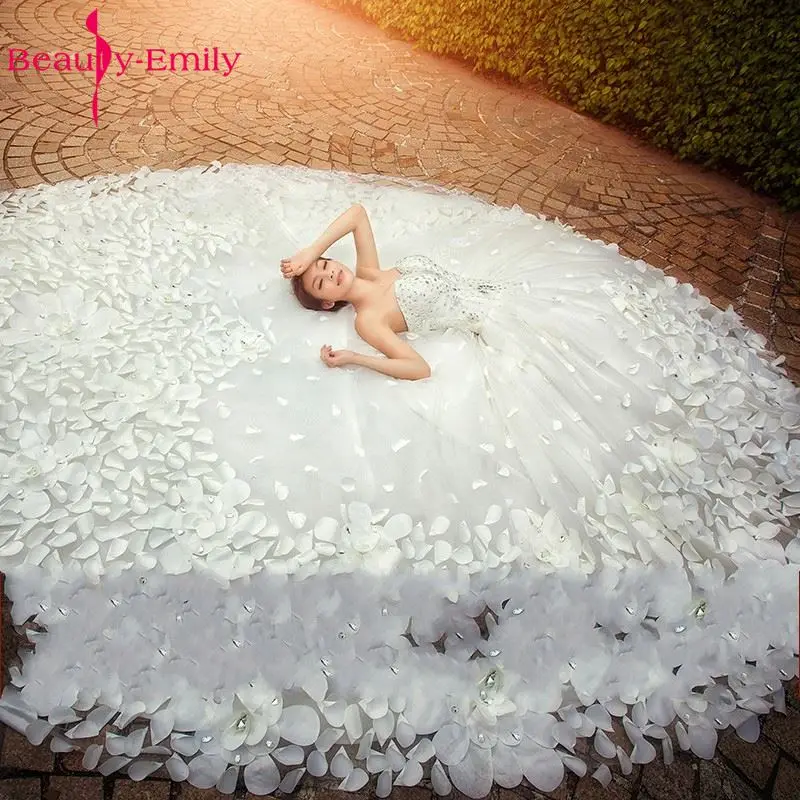 Красивое белое свадебное платье Эмили роскошное Цветочное 2020 бальное для милой