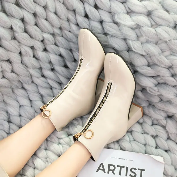 Осенне-зимние модные женские ботинки Martin на высоком квадратном каблуке рабочие