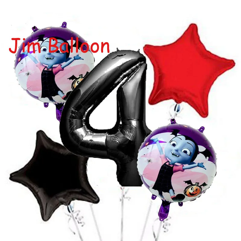 5 шт./лот Vampirina Фольга шар для 1st День рождения украшения 32 дюймов Blck шара с цифрой 18 дюймов звезда клипсы для воздушных шаров, Globos