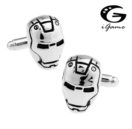 iGame Cufflinks Silver Color Ironman Mask Design Superheroes Cuff Links Free Shipping | Украшения и аксессуары