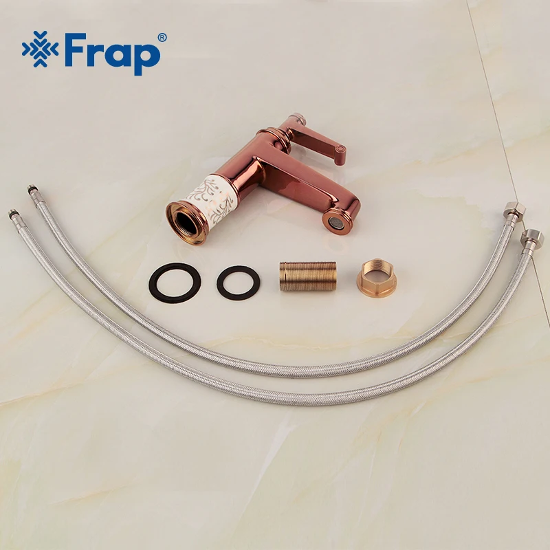

Frap Hot Sale Basin Faucet Bathroom Faucet Rose Gold Brass Single Handle Sink Cold and Hot Water Tap Bathroom AccessoriesY10088