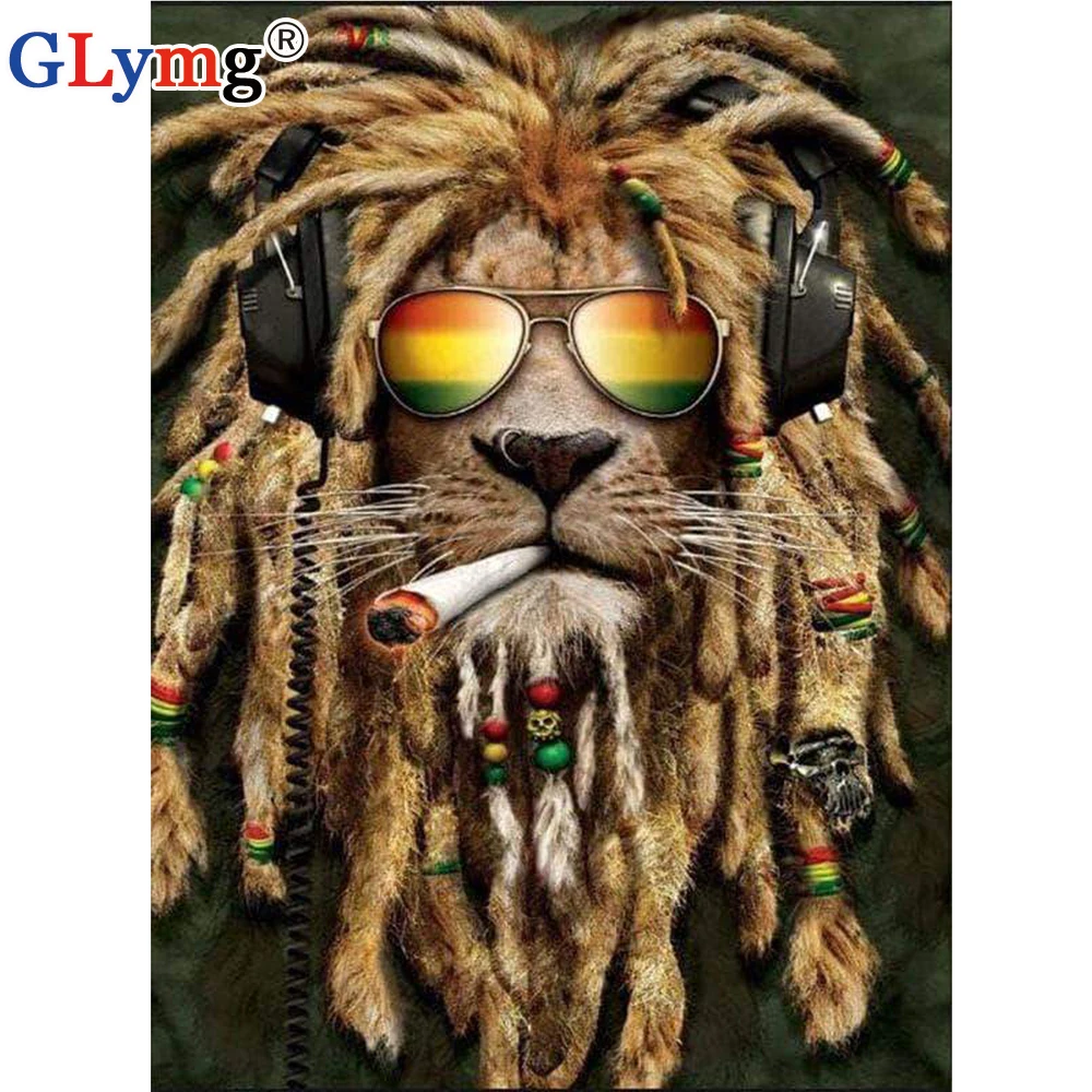 GLymg Diy алмазная живопись полная дрель квадратная вышивка крестиком льва