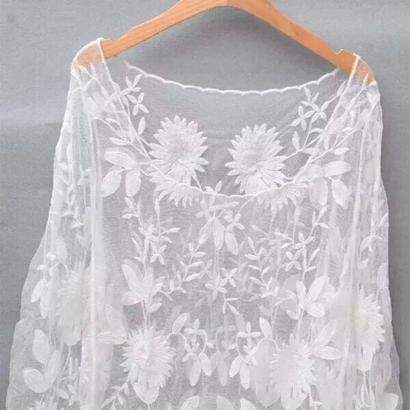 Летняя женская Пляжная накидка шифоновое длинное платье прозрачные туники для