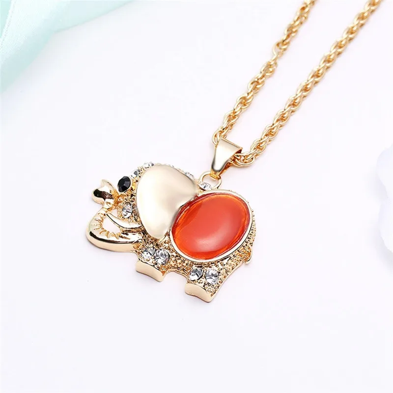 Модные ювелирные изделия кристалл много цветов Камень Слон ожерелье подвеска