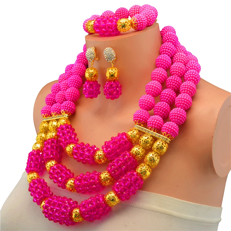 New Year Gift~Beads Choker Classic Orange Red Blue Roses Nigerian African Beads Jewelry Set Wedding Party Queen Sets | Украшения и
