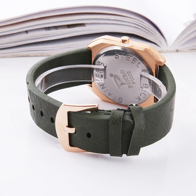 Ультратонкие женские часы модные кварцевые роскошные с кожаным ремешком розовое