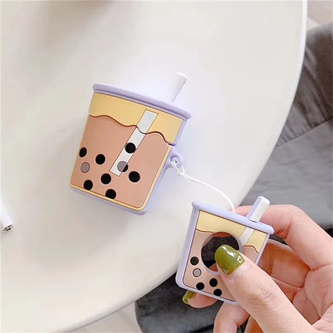 Purple Для Apple Airpods, Bluetooth, беспроводные наушники, защитный чехол для кожи, коробка, милый чайный футляр для наушников, для Air Pods, кольцевой шнурок - Цвет: Purple