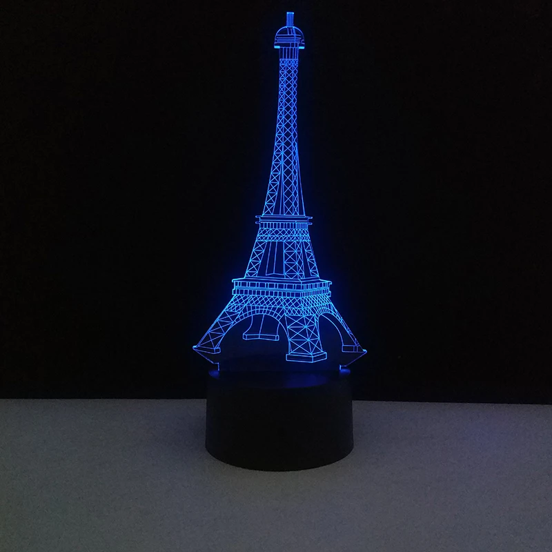 3D Красочные настольные лампы USB Светодиодная лампа Франция Париж Эйфелева башня