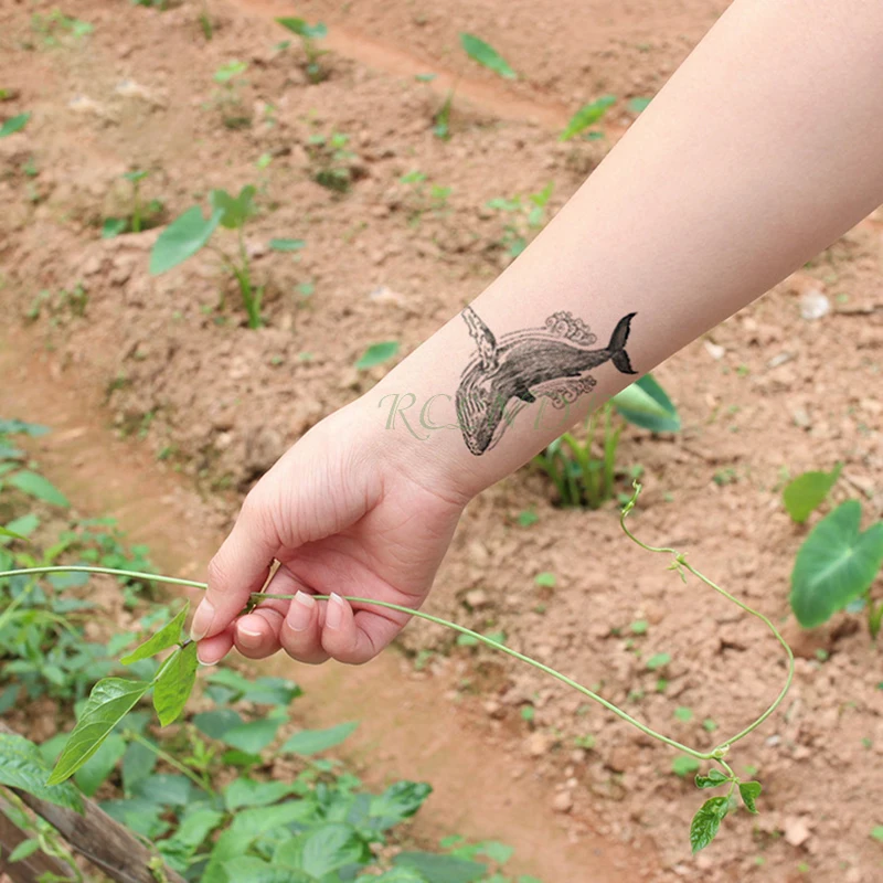 Водостойкая Временная тату-наклейка цепочка с лампочками коралловый КИТ море