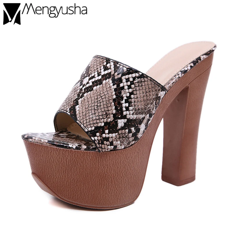 Принт змеиная кожа тапочки шлепанцы снаружи пикантные туфли в европейском стиле