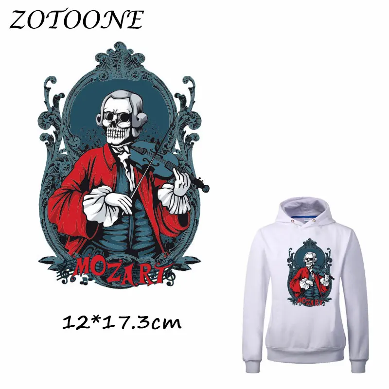 

ZOTOONE Musician MOZART Skull Patch for Clothes T Shirt Ironing on Patches Sticker DIY Heat Transfer Accessory Washable Applique