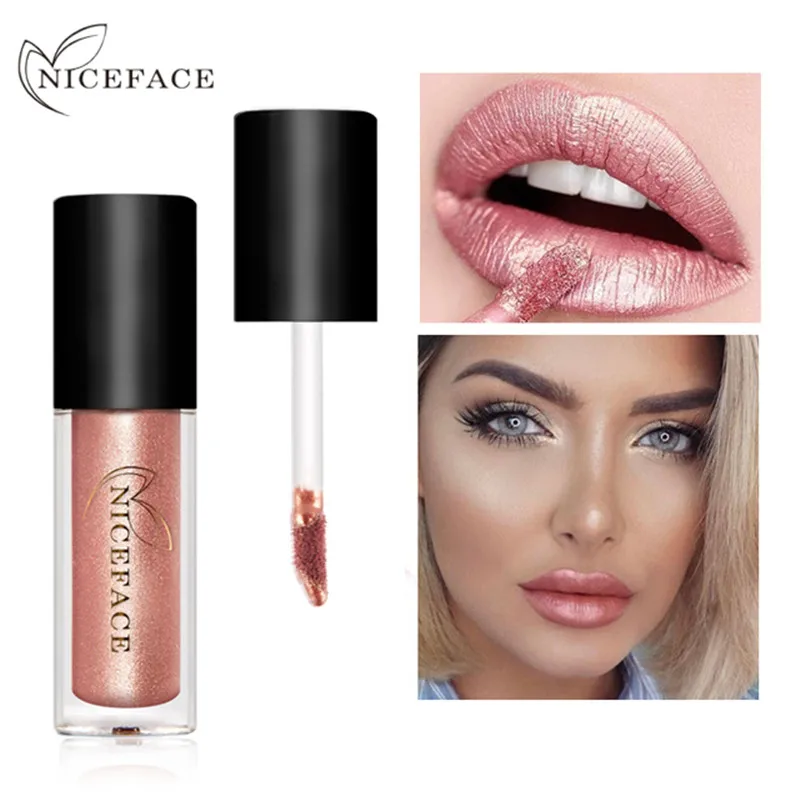 Металлическая губная помада NICE FACE 12 цветов водостойкая Матовая жидкая