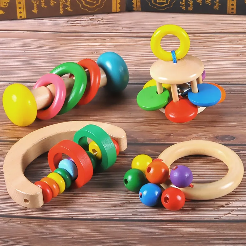 Baby Wooden Bed Bells Orff Instruments Rattle Newborn Early Childhood Music Puzzle Toy Intellectual Development 0-1 Years Old | Игрушки и
