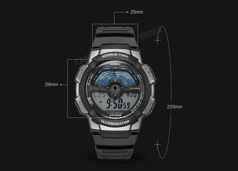 CASIO Watch AE-1100W-1A Цифровой Мужчины Лучшие Продажи Силиконовый Ремешок Мужчины Спортивные Часы Водонепроницаемые Relogio Masculino Плавать Вселенной Время