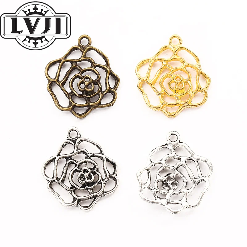 15 шт. винтажные подвески из цинкового сплава с цветком кулон сделай сам браслет