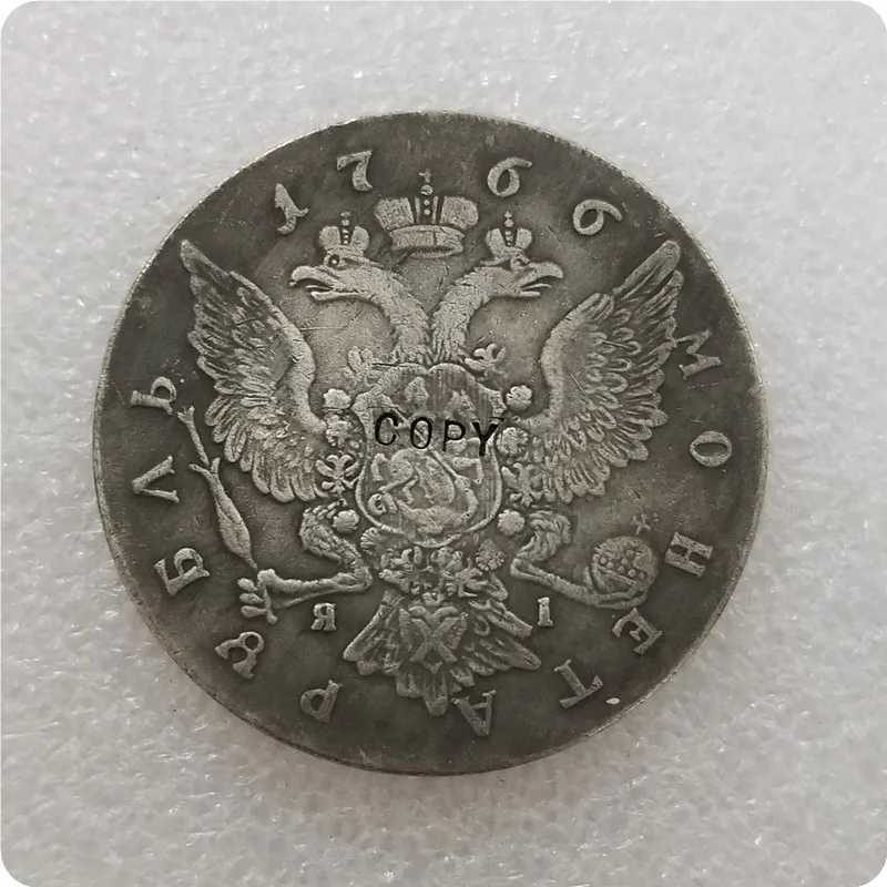 Россия современный медиалл ектрин II Великая рубль 1766 копия монет монеты