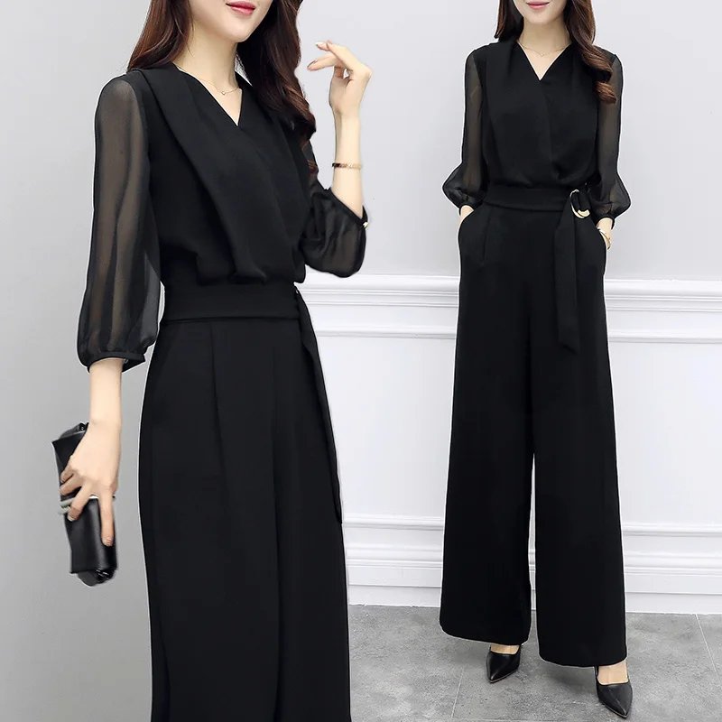 

Spring New Black Trendy Rompers Womens Jumpsuit Macacao Feminino Office Lady Fashion Clothes For Women Combinaison Femme