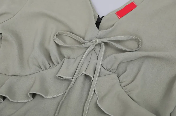 Женское платье средней длины MINSUNDA элегантное с оборками и v образным вырезом на